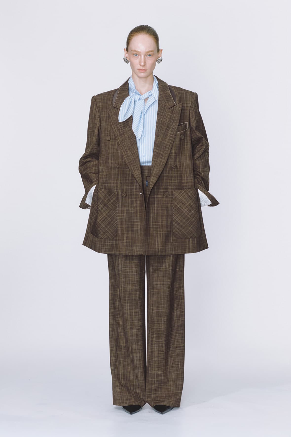 Möbius Peak Lapel Side Slit Double Breasted Blazer
