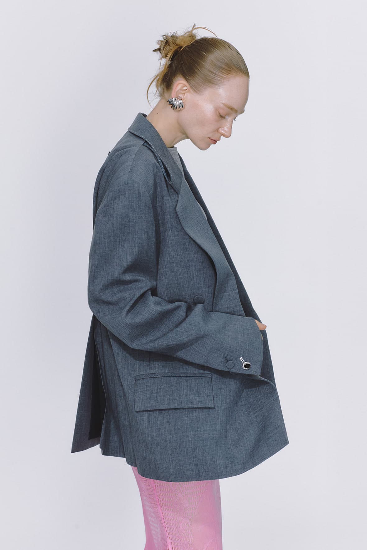 Loose Fit Möbius Notch Lapel Double Breasted Blazer — vue 6