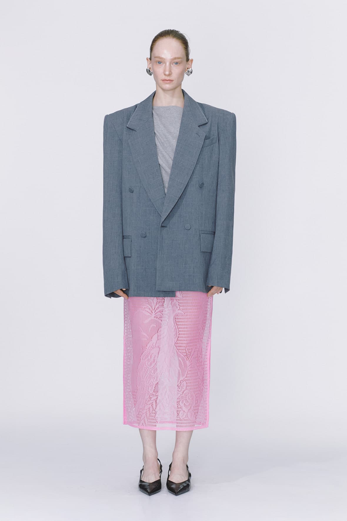 Loose Fit Möbius Notch Lapel Double Breasted Blazer