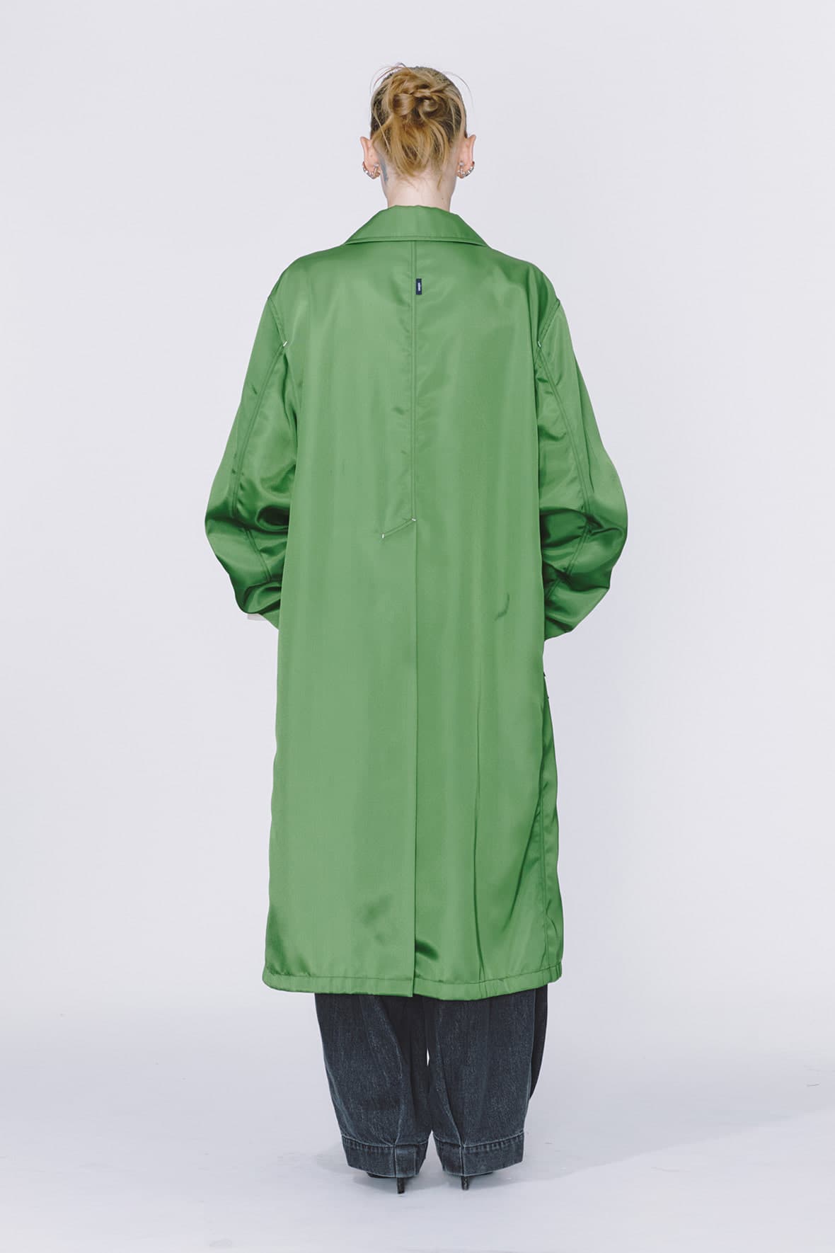 Oversized Zipper Detailed Hidden Button Mac Coat — vue 6
