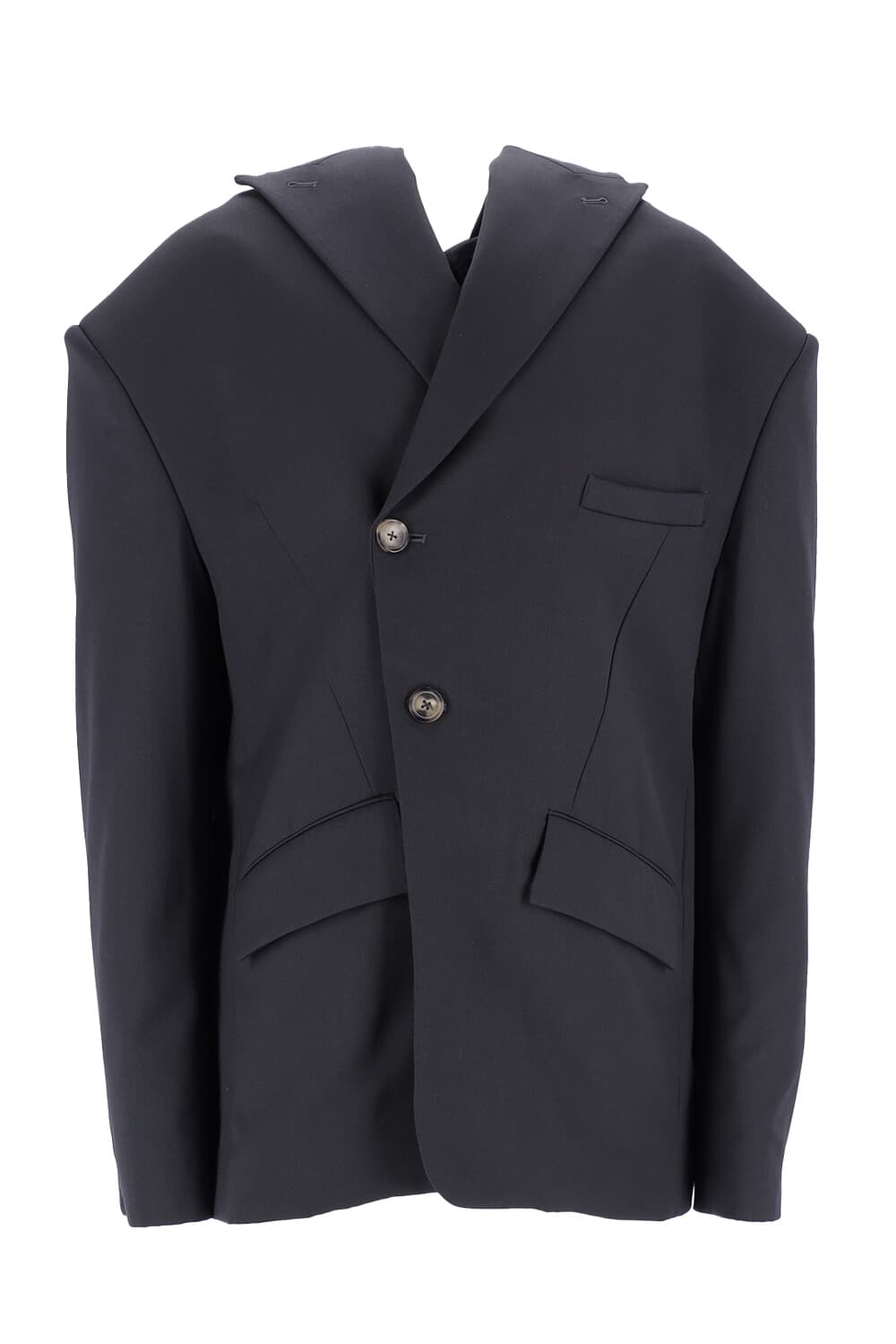 Hood Draped Blazer (Grey)