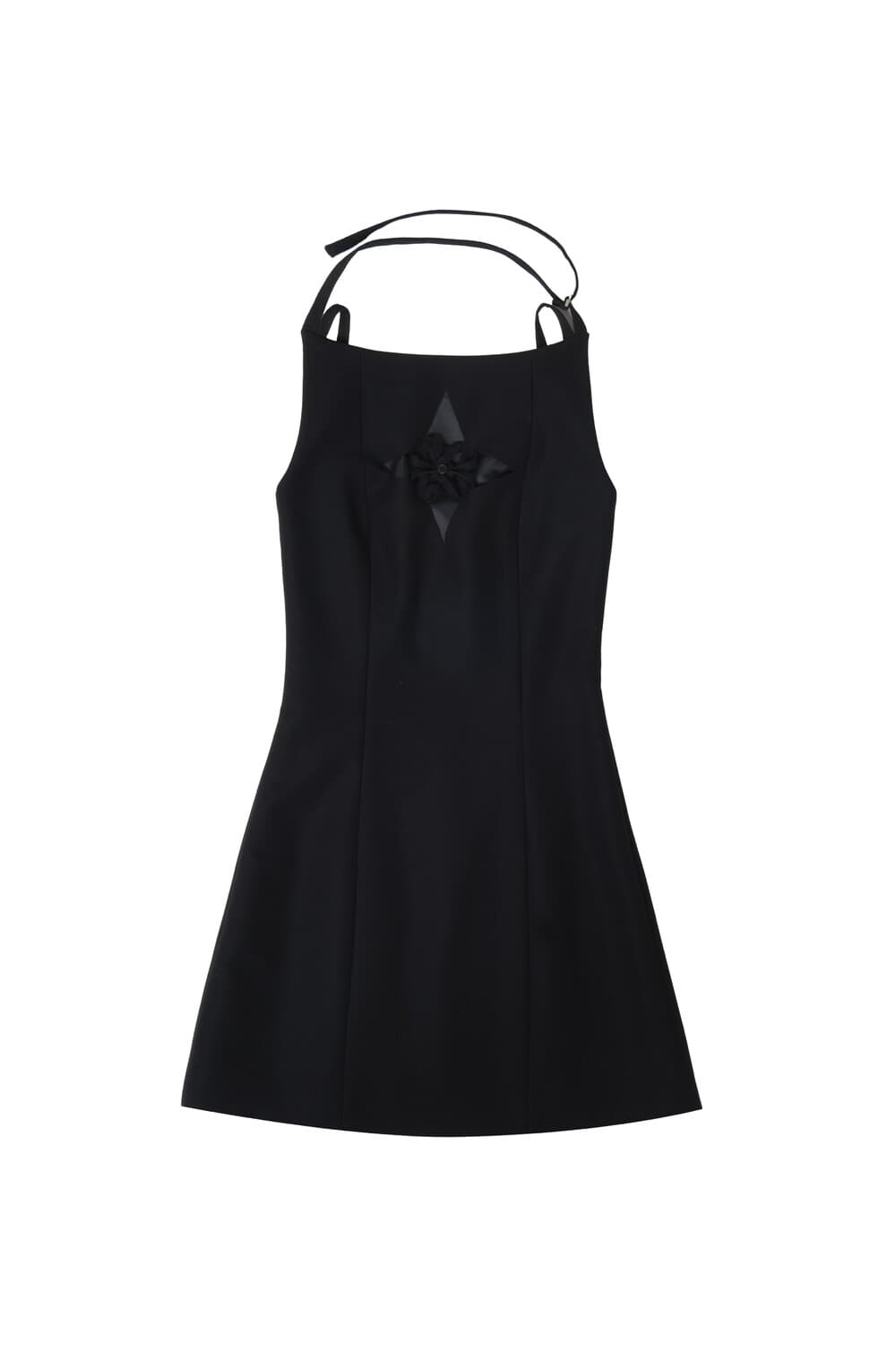 Origami Laser-Cut Mini Dress (Black)