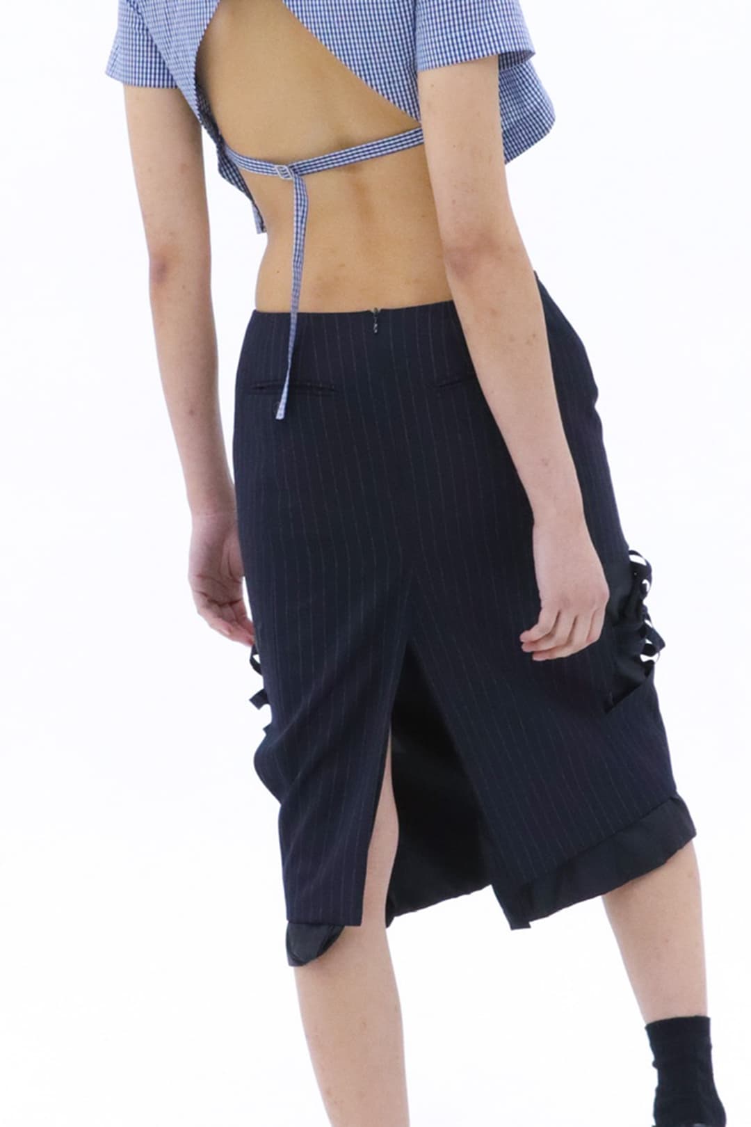 Origami Laser-Cut midi-skirts (Navy) — vue 5