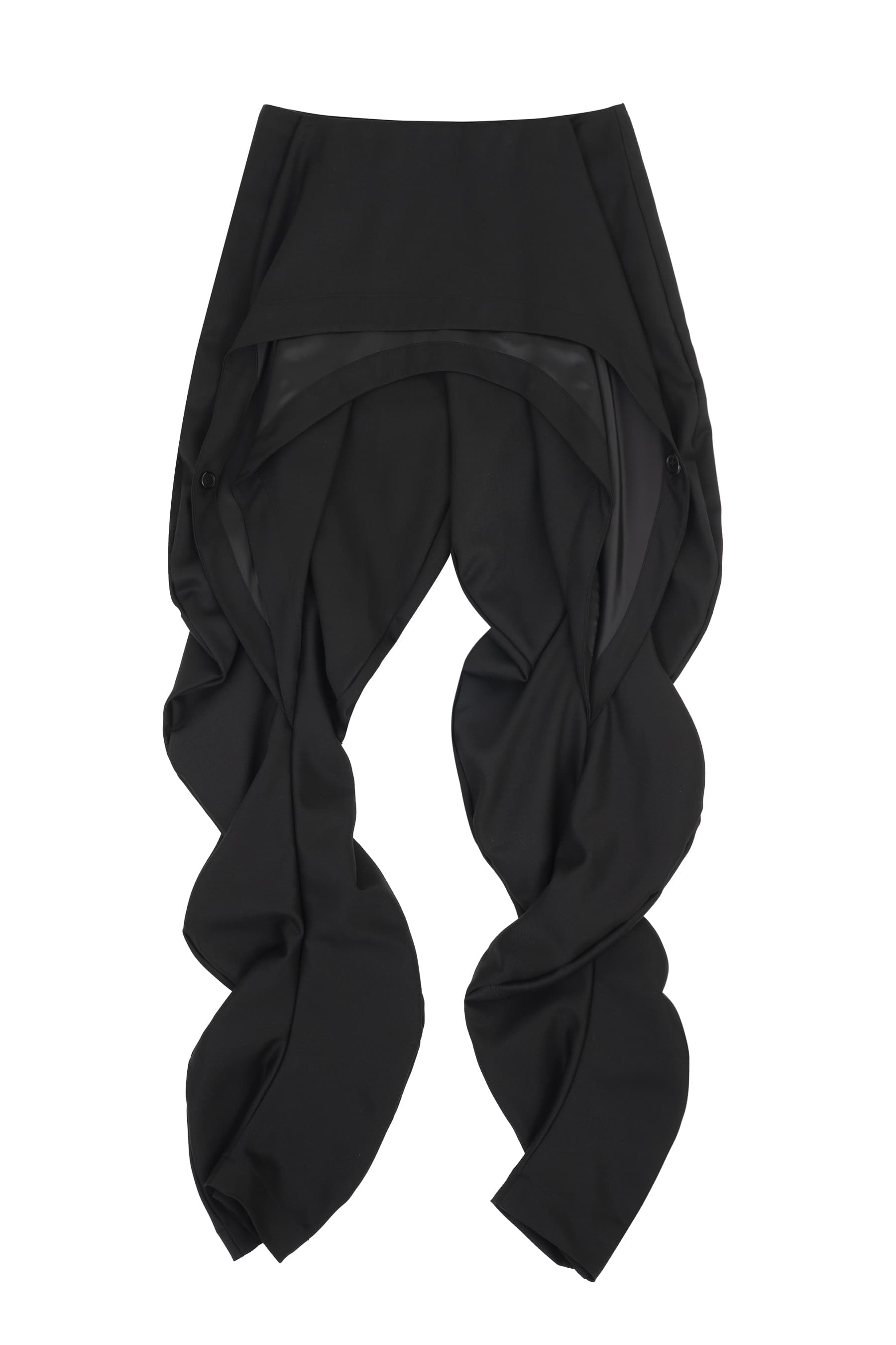 Double Draped Wave Trousers (Black) — vue 1