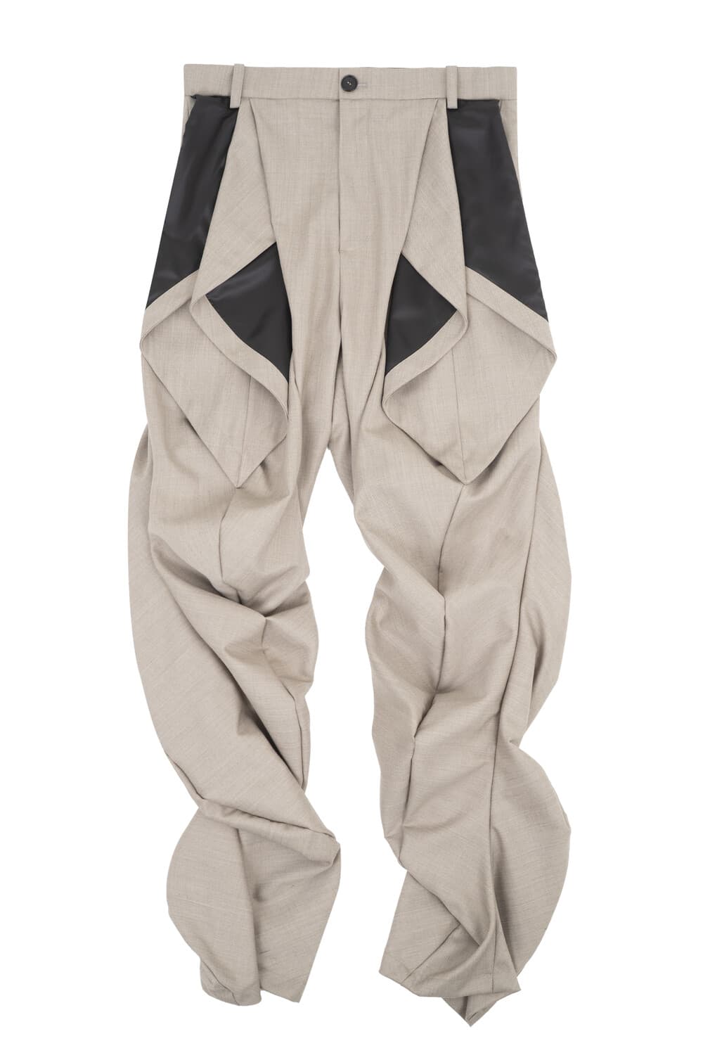 Double Fold Wave Trousers (Beige)