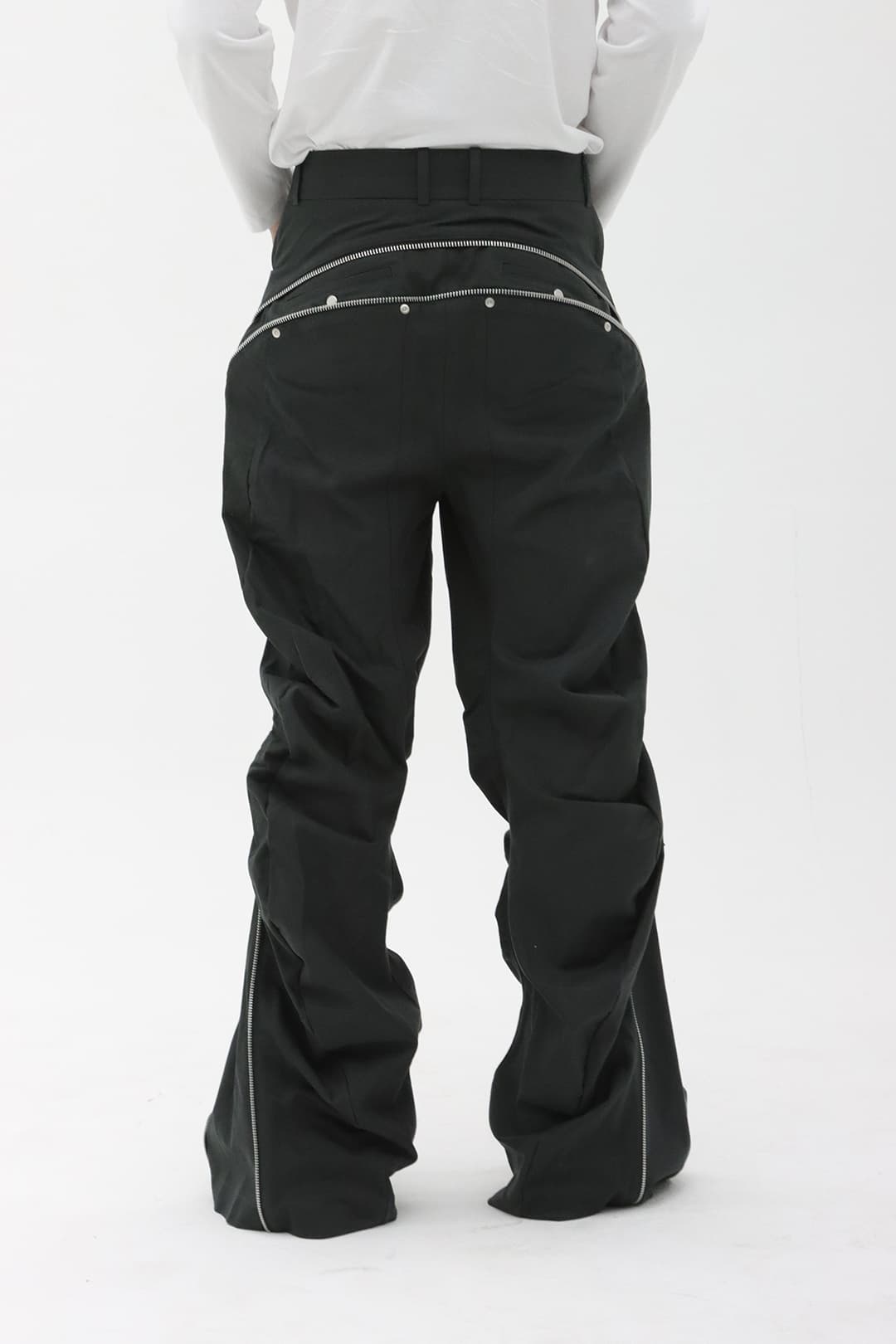 Zip Wave Bootcut Pants (Charcoal) — vue 8