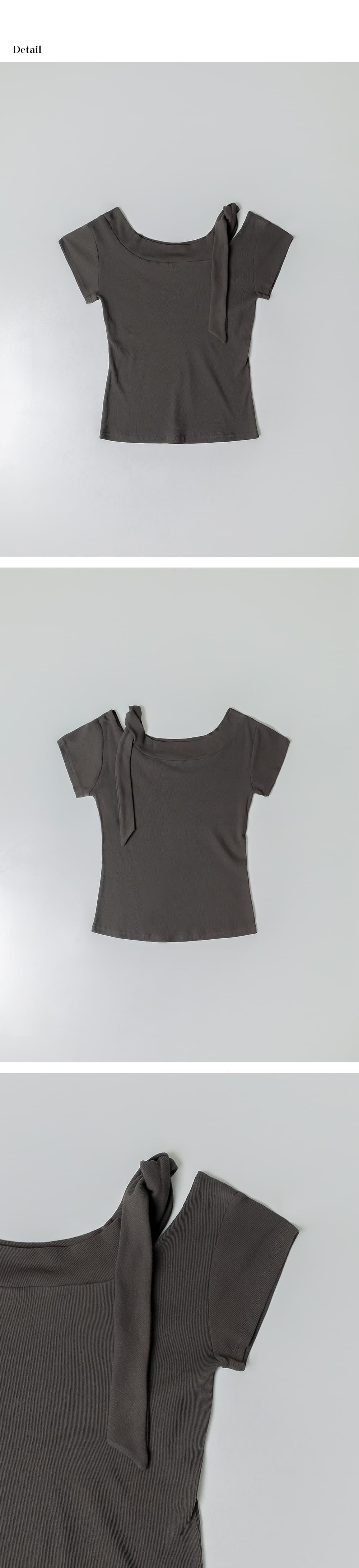 off-shoulder tie T-shirt (charcoal) orc 6046 — vue 9