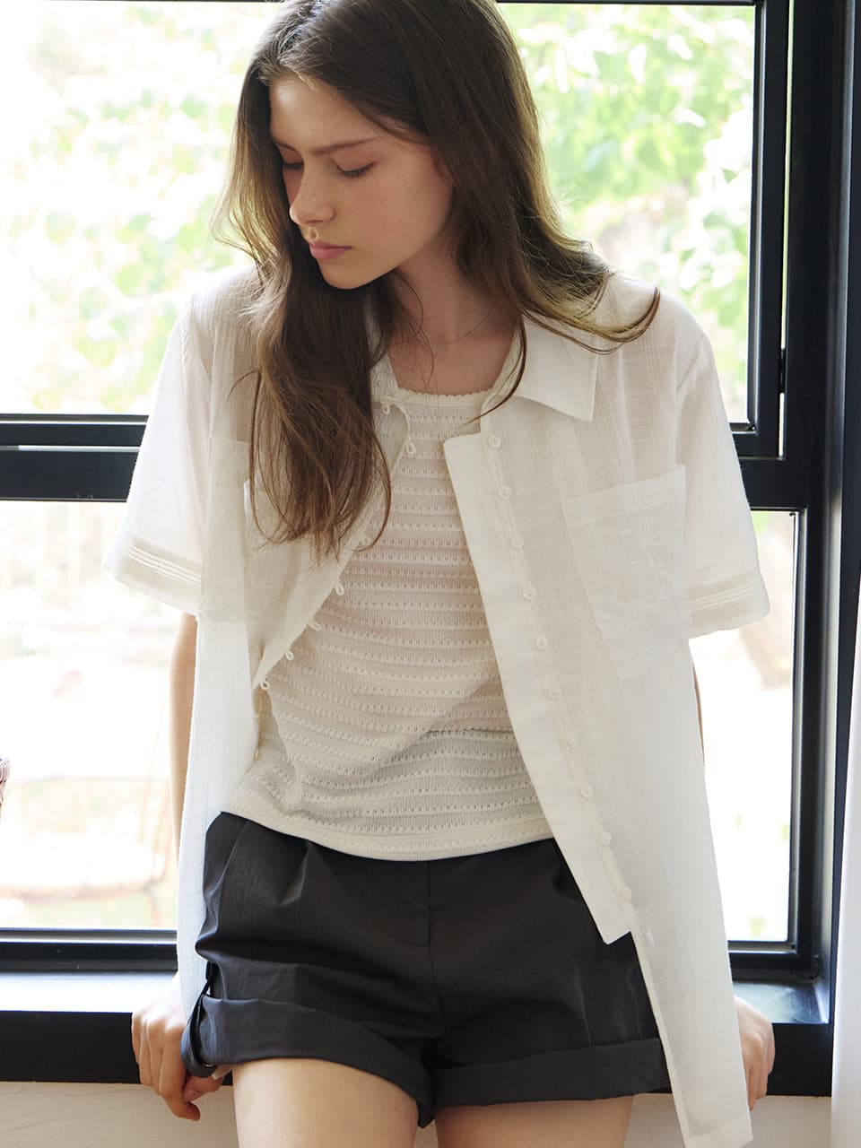 lace point wrinkle shirt (ivory) orc 6049 — vue 2