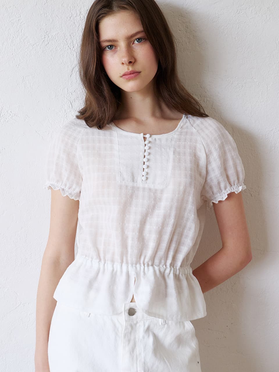 round raglan blouse (white) orc 6053 — vue 1