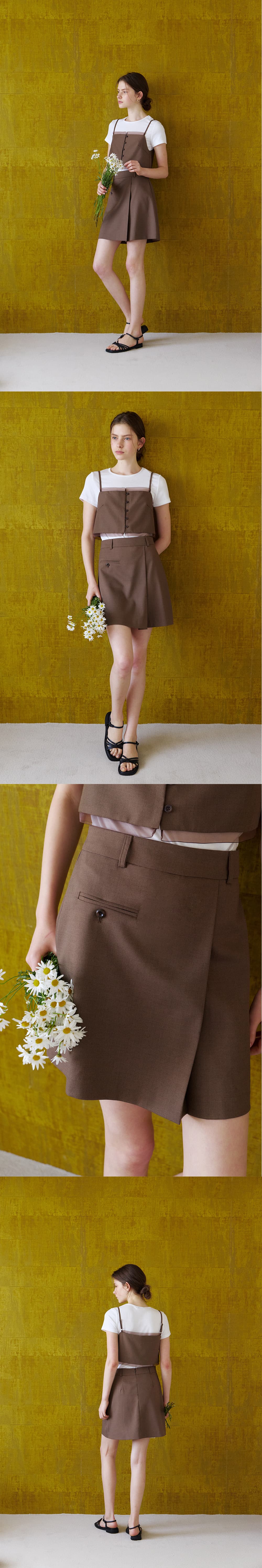 pleated wrap mini skirt (brown) orc 6056 — vue 6