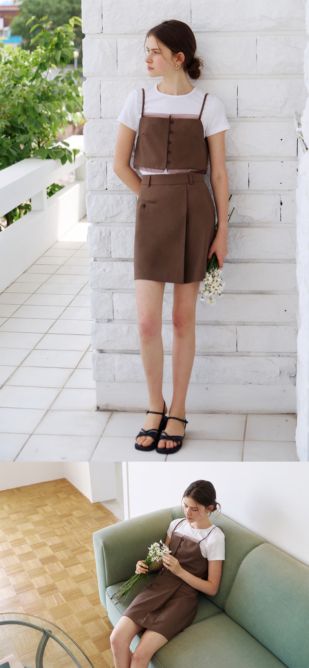 pleated wrap mini skirt (brown) orc 6056 — vue 7