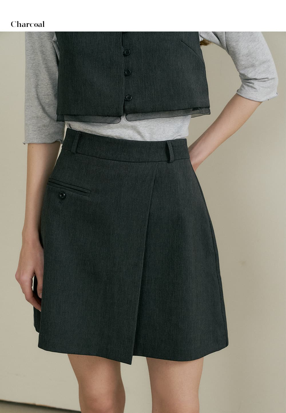 pleated wrap mini skirt (brown) orc 6056 — vue 8