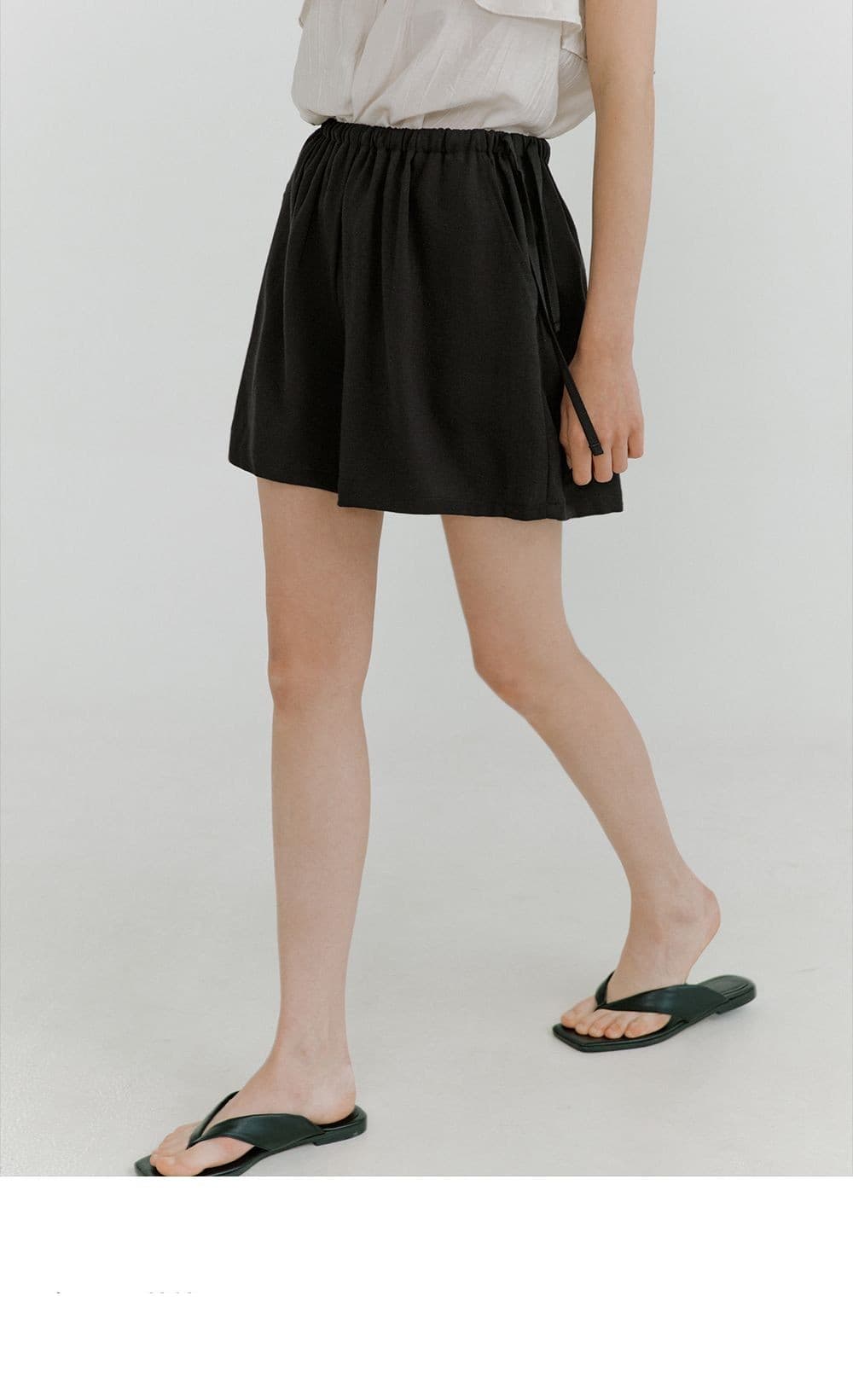 strap banding linen half pants (black) orc 6060 — vue 5