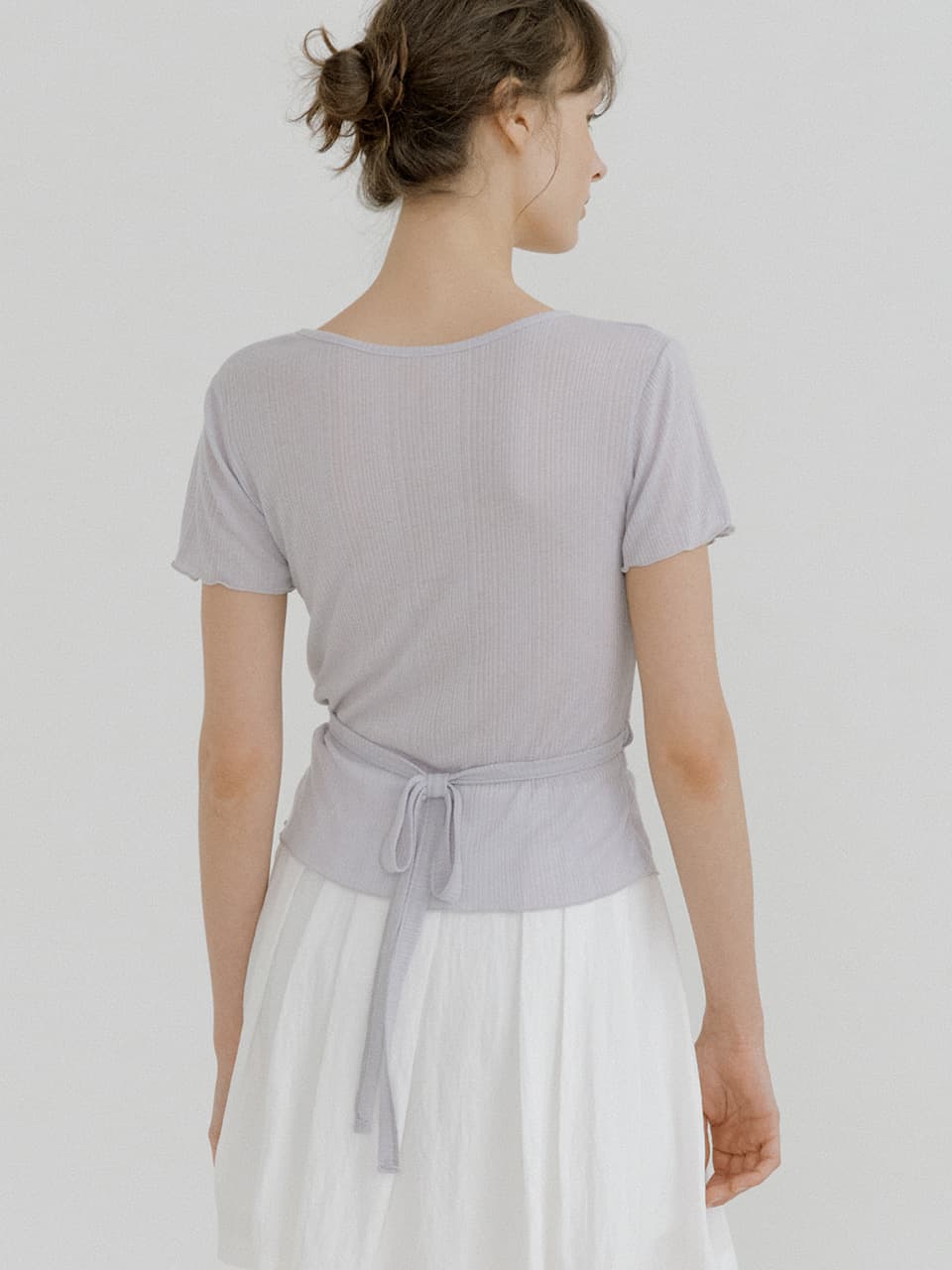 layered wrap detail T-shirt (blue gray) orc 6070 — vue 4
