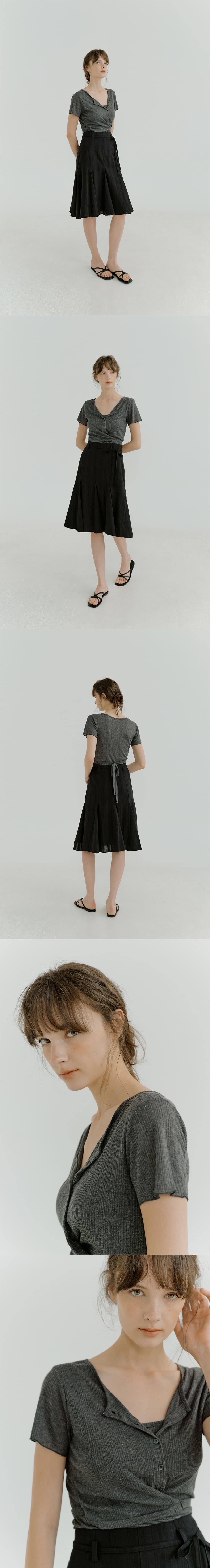 layered wrap detail T-shirt (charcoal) orc 6071 — vue 7
