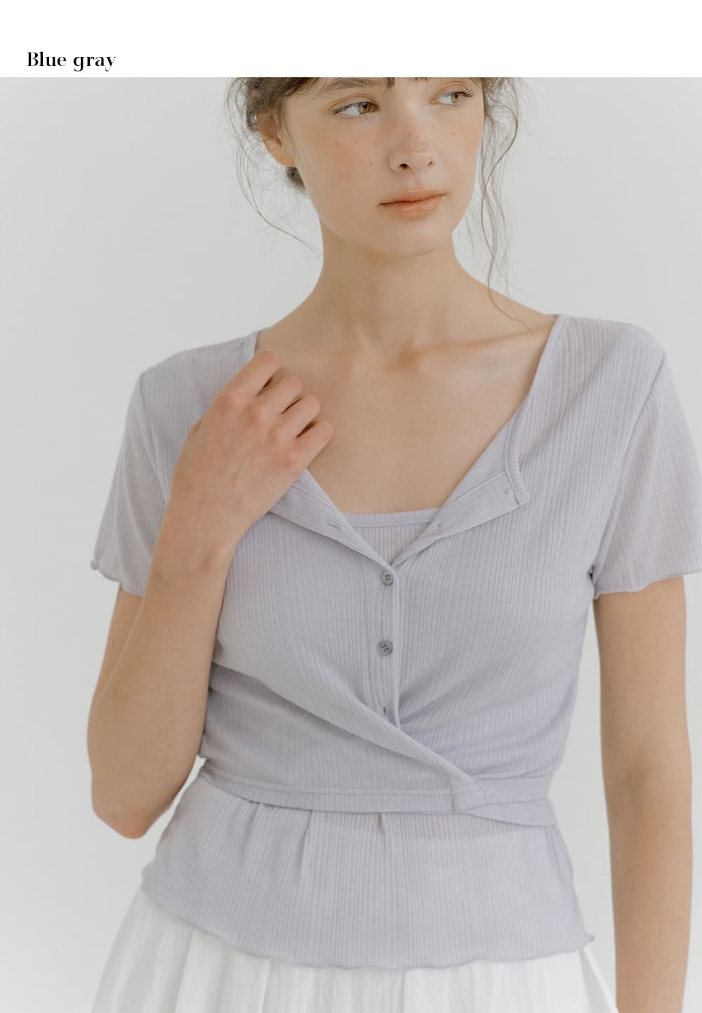 layered wrap detail T-shirt (charcoal) orc 6071 — vue 8