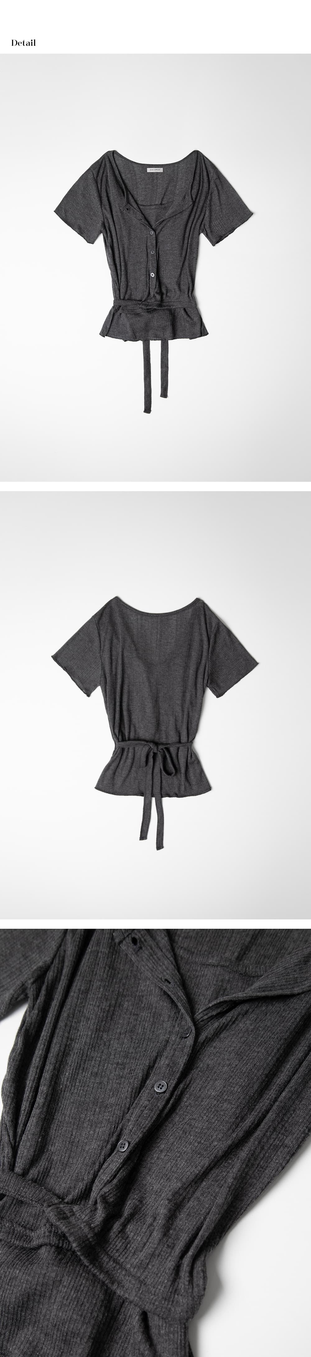 layered wrap detail T-shirt (charcoal) orc 6071 — vue 9