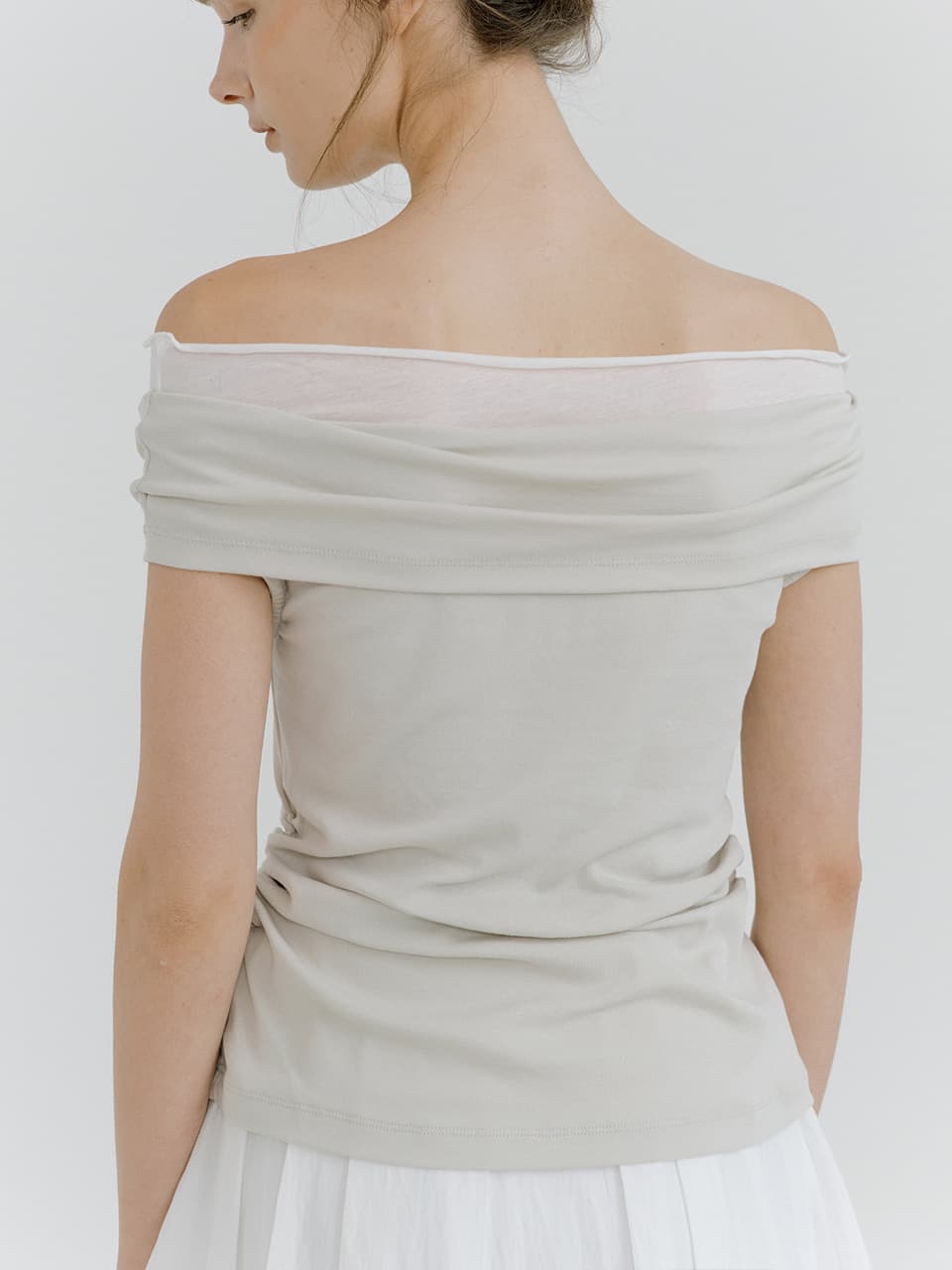 chiffon off-shoulder T-shirt (mint gray) orc 6072 — vue 4