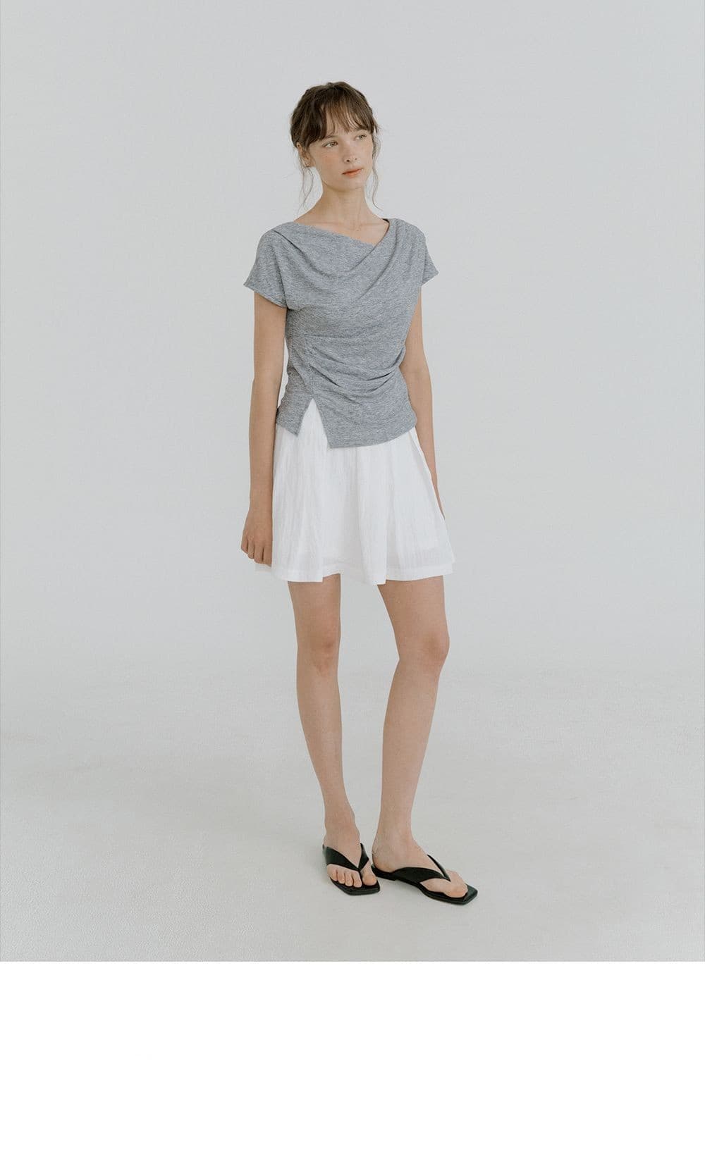 drape oblique slit T-shirt (melange gray) orc 6074 — vue 5