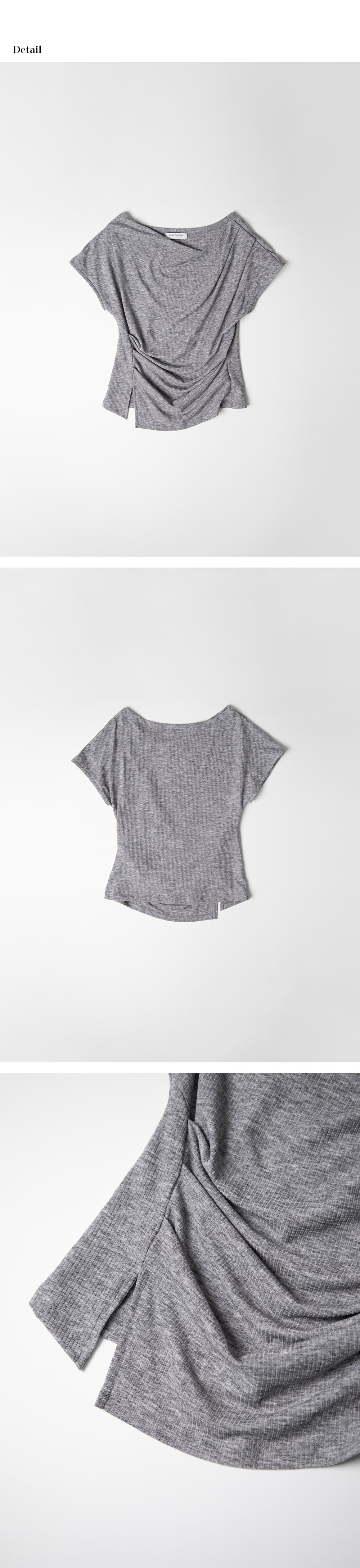 drape oblique slit T-shirt (melange gray) orc 6074 — vue 9