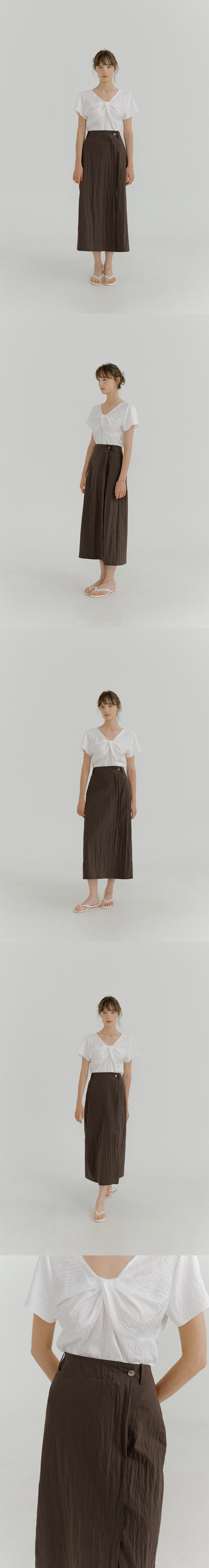 twisted V-neck blouse (ivory) orc 6079 — vue 6