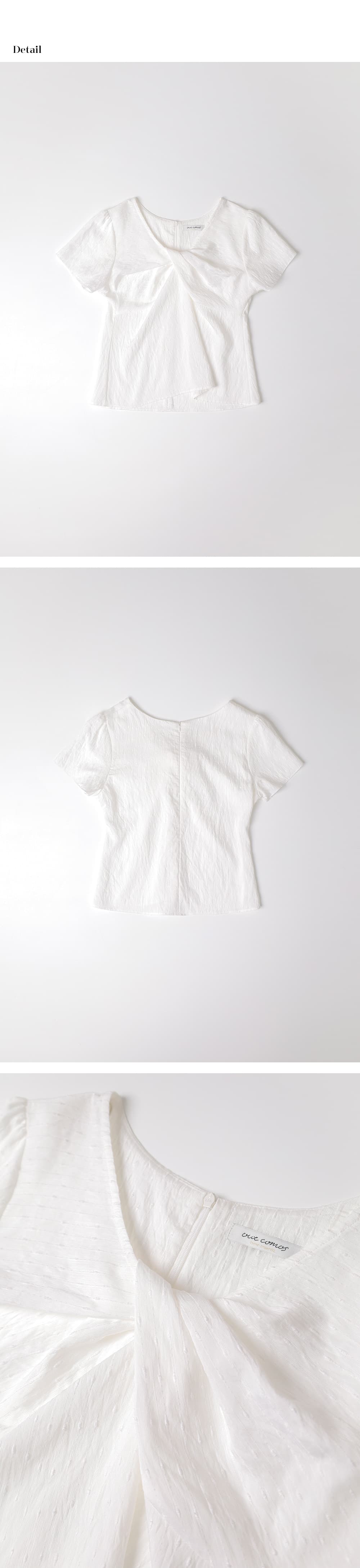 twisted V-neck blouse (ivory) orc 6079 — vue 9