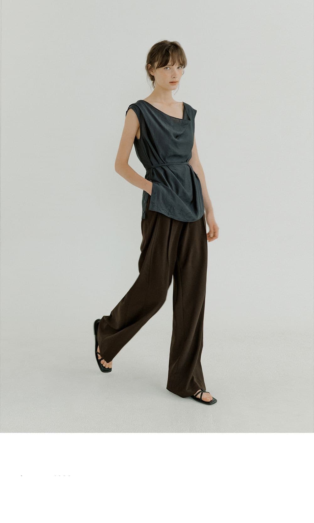 draped side open blouse (charcoal) orc 6080 — vue 5