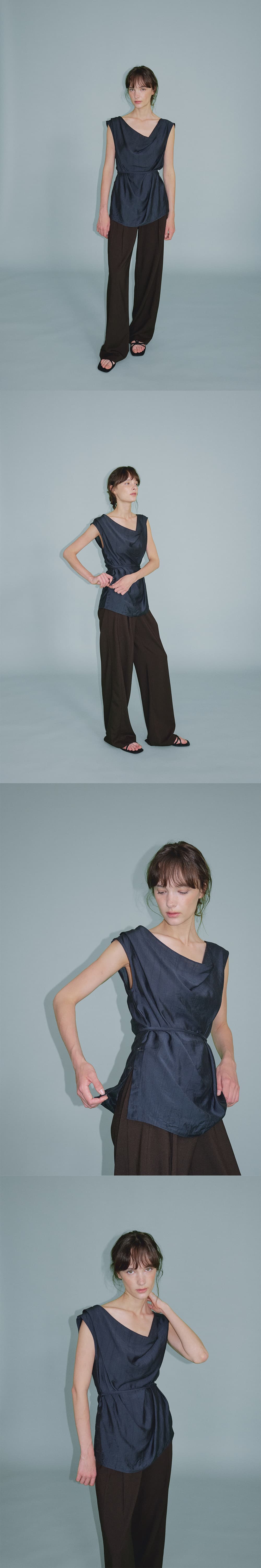 draped side open blouse (charcoal) orc 6080 — vue 8