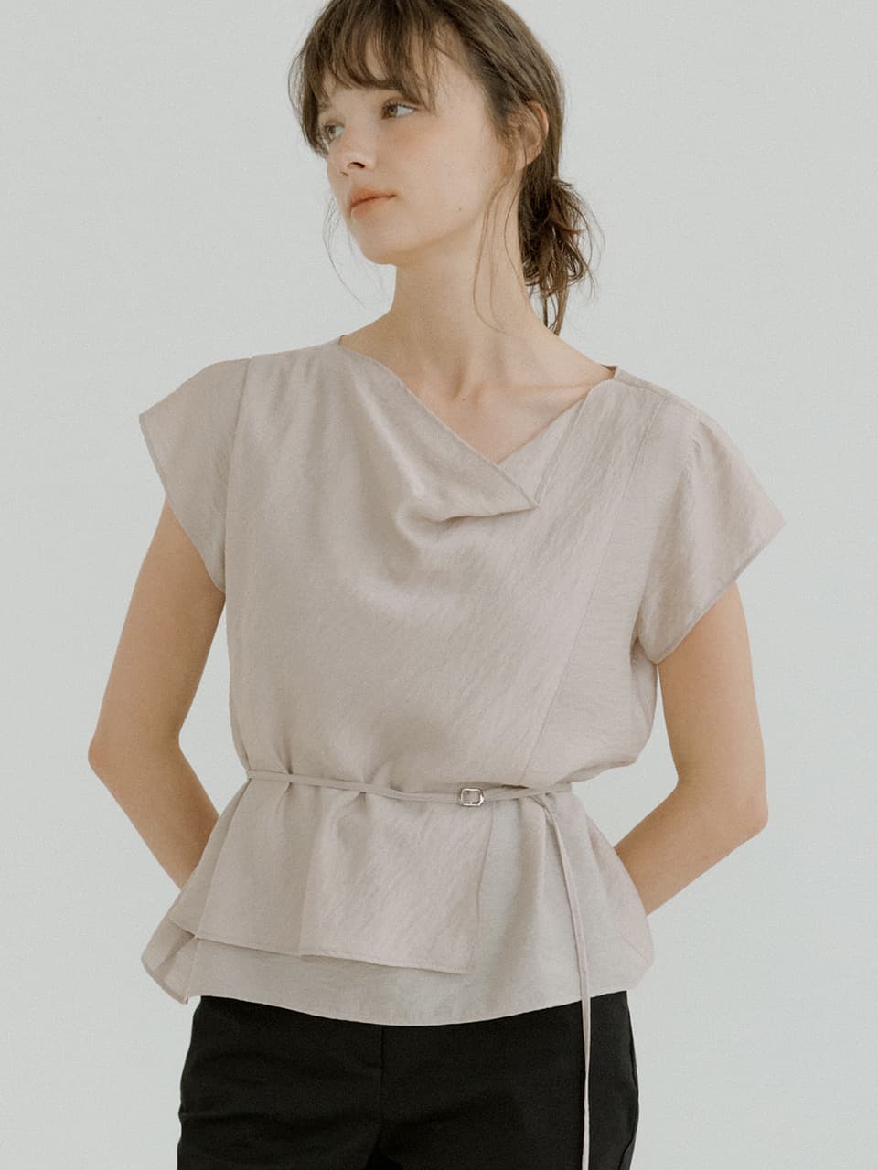 double cowl neck blouse (mocha) orc 6081 — vue 2
