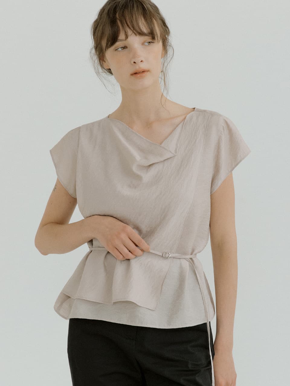 double cowl neck blouse (mocha) orc 6081 — vue 1