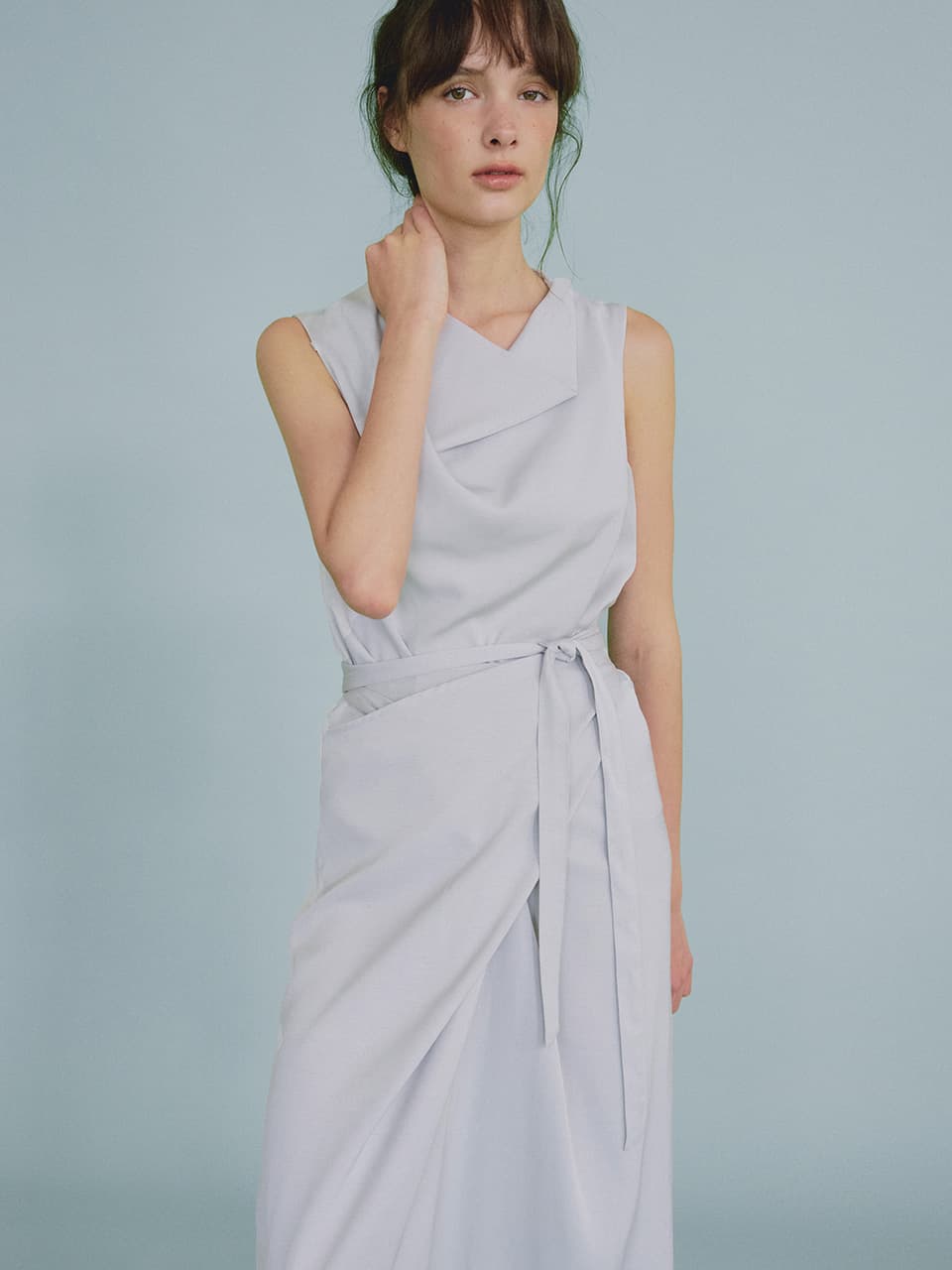 draped halter dress (pale blue) orc 6083
