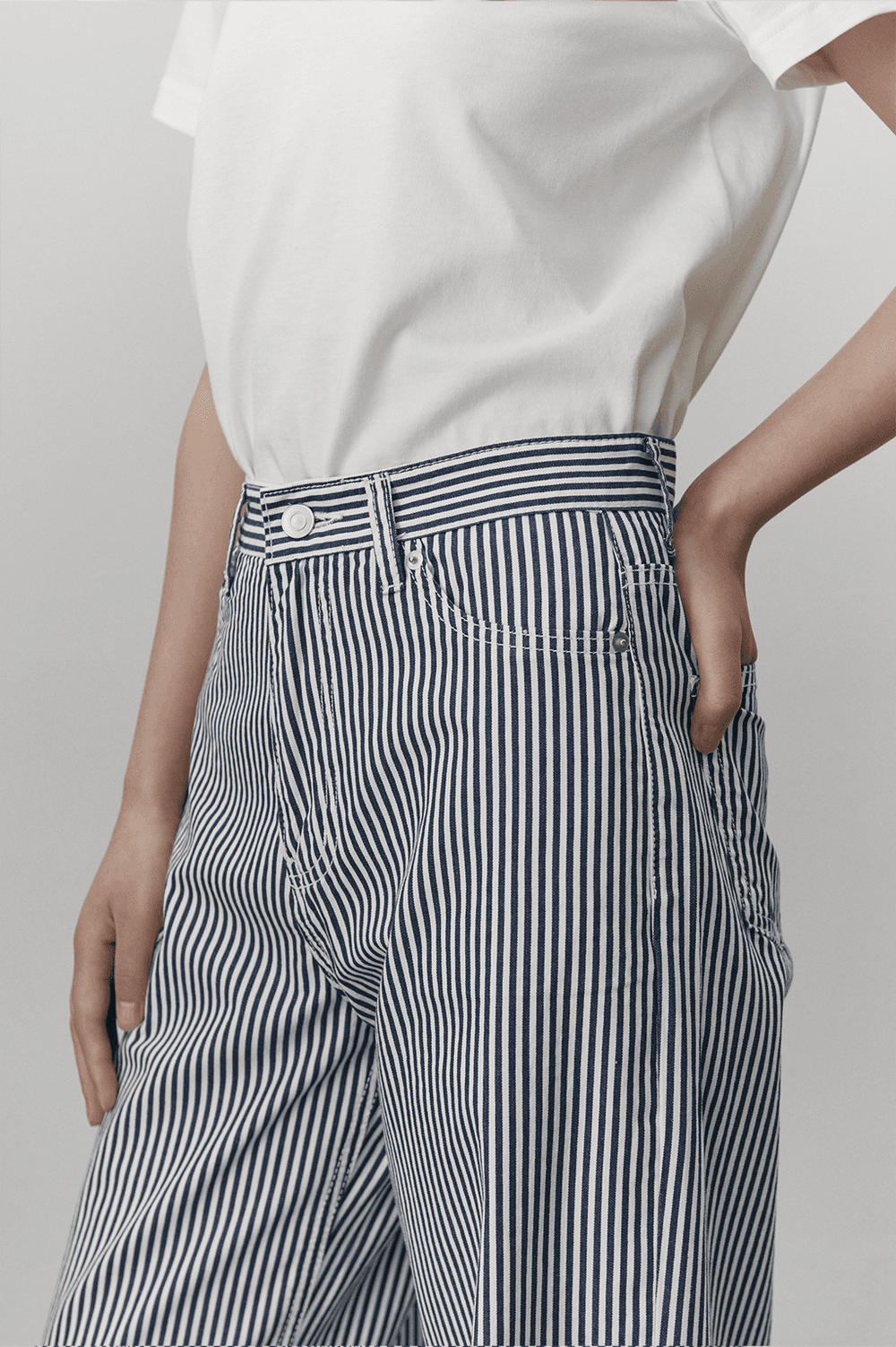 Stripe wideleg jeans - Blue — vue 9