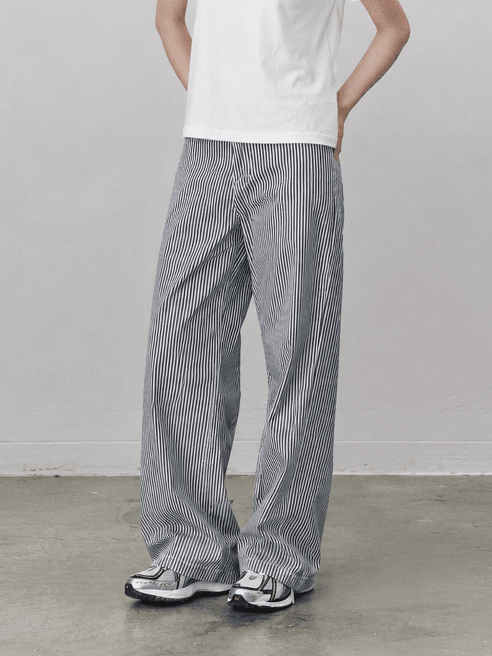 Stripe wideleg jeans - Blue