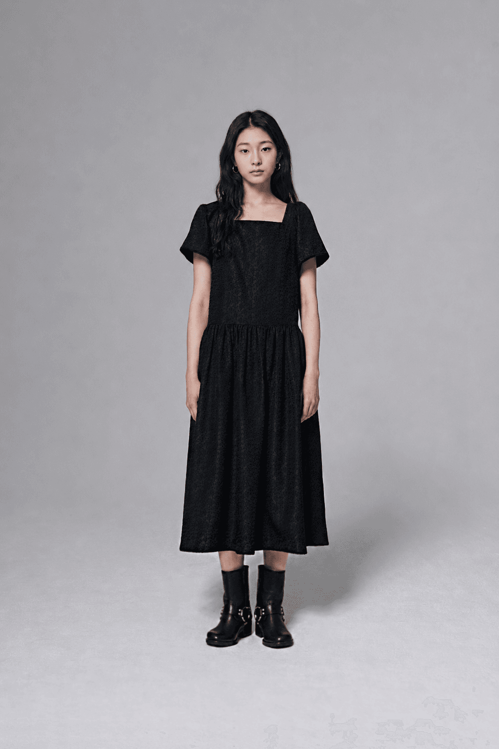 Flower Jacquard dress - Black — vue 6