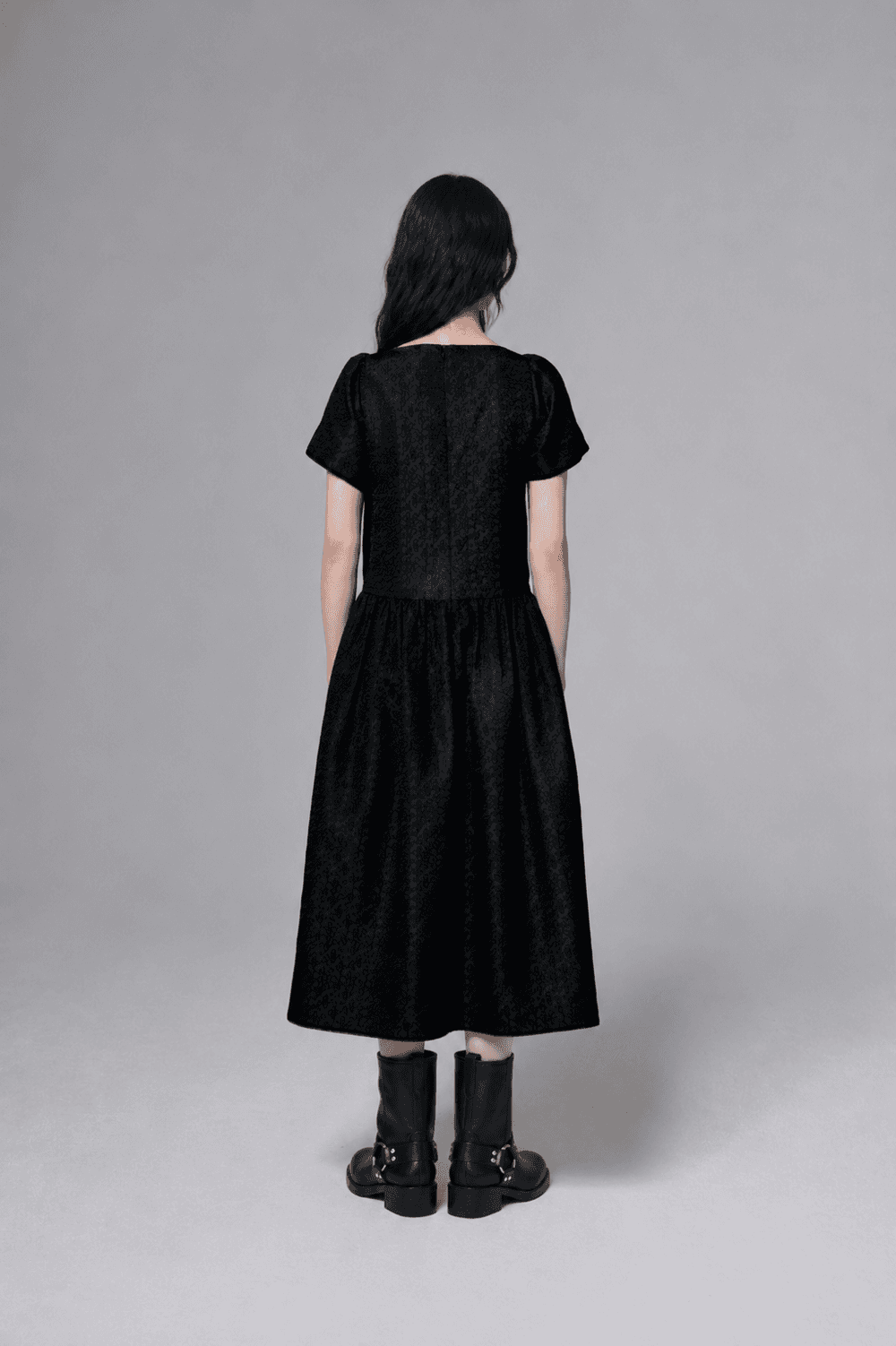 Flower Jacquard dress - Black — vue 9