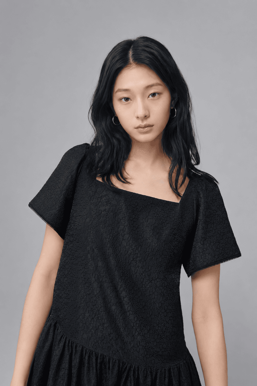 Flower Jacquard dress - Black — vue 10
