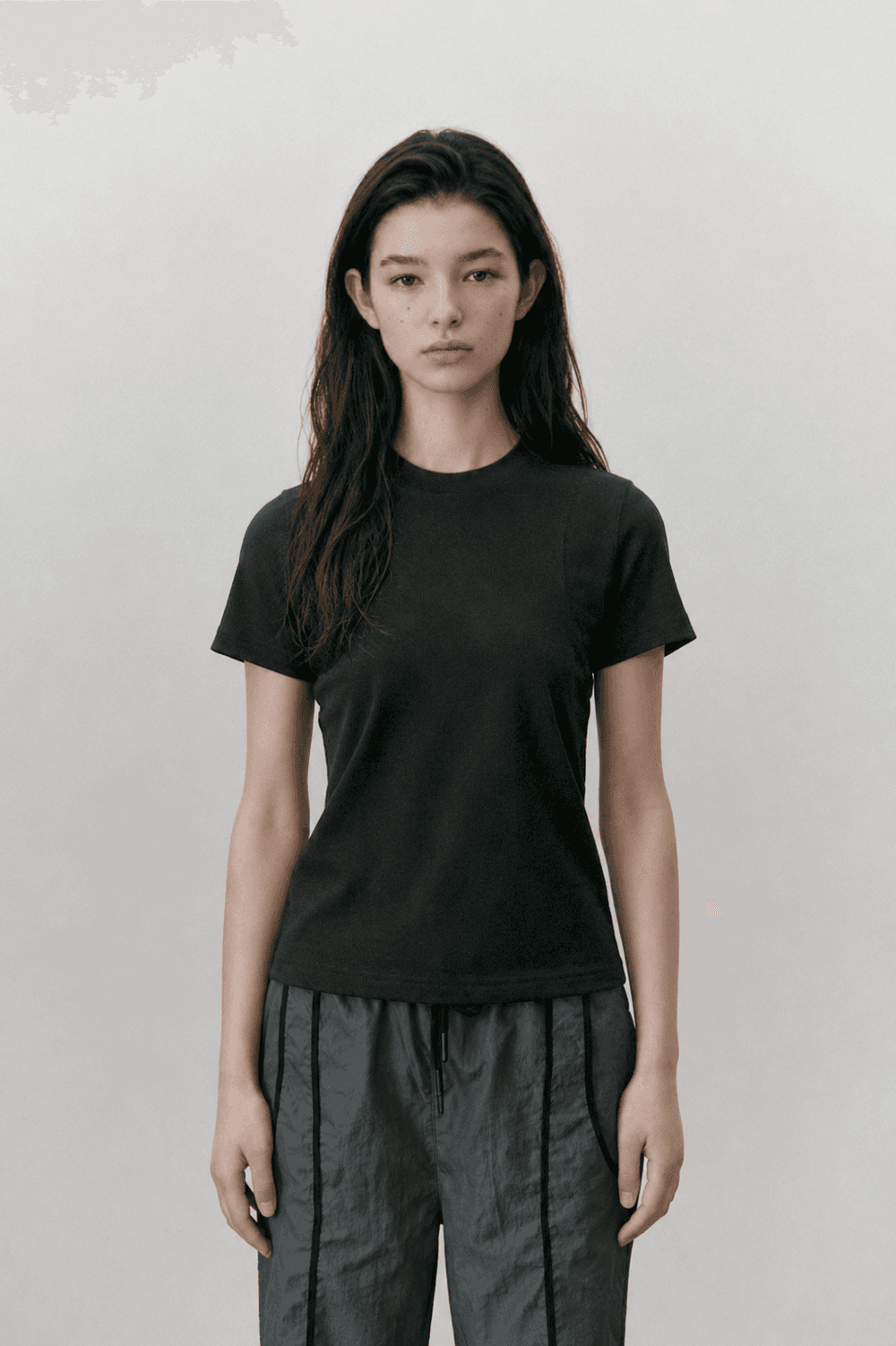 Cover stitch T shirt - Black — vue 3