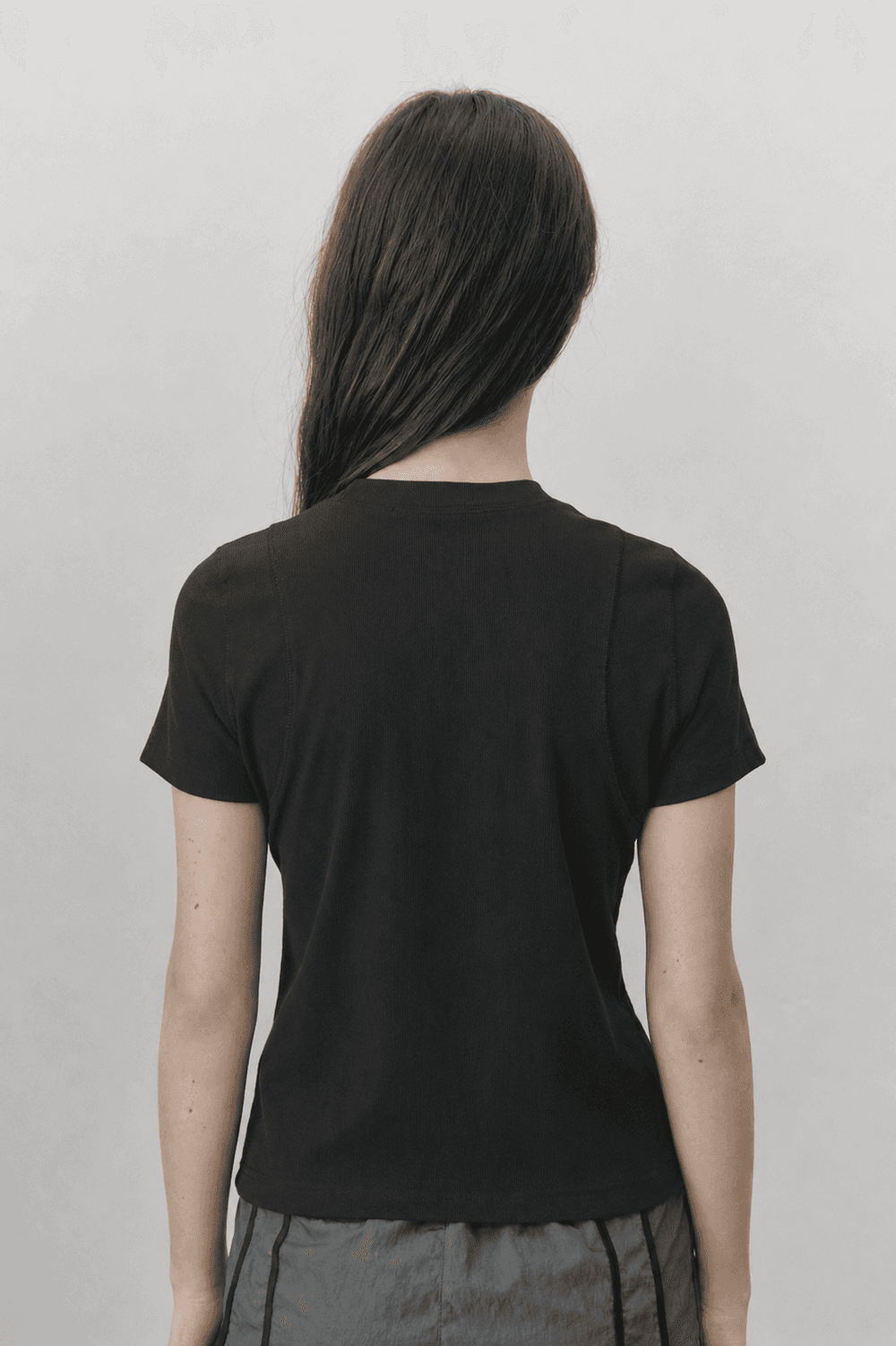 Cover stitch T shirt - Black — vue 6
