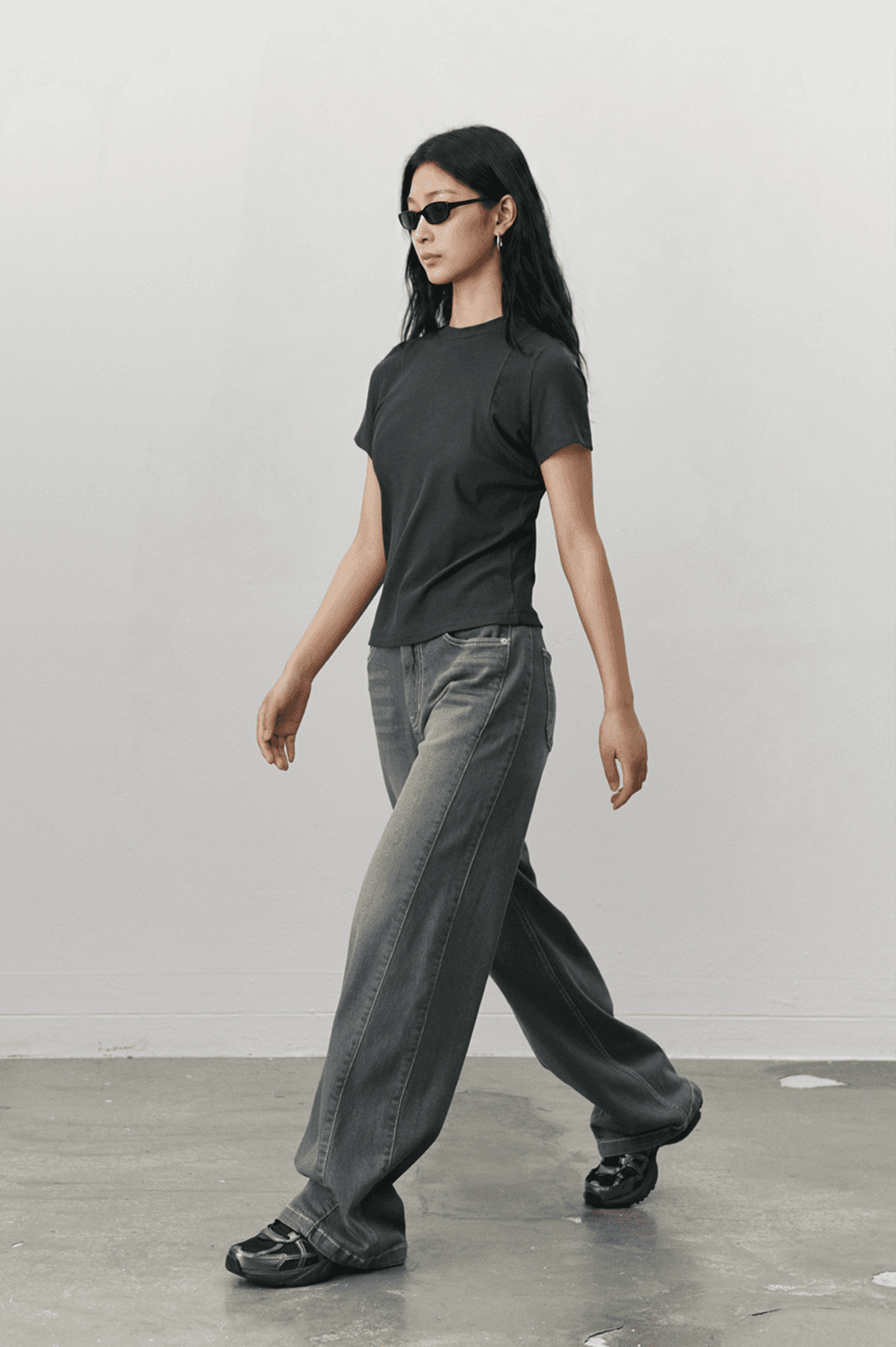 Cover stitch T shirt - Dark gray — vue 5