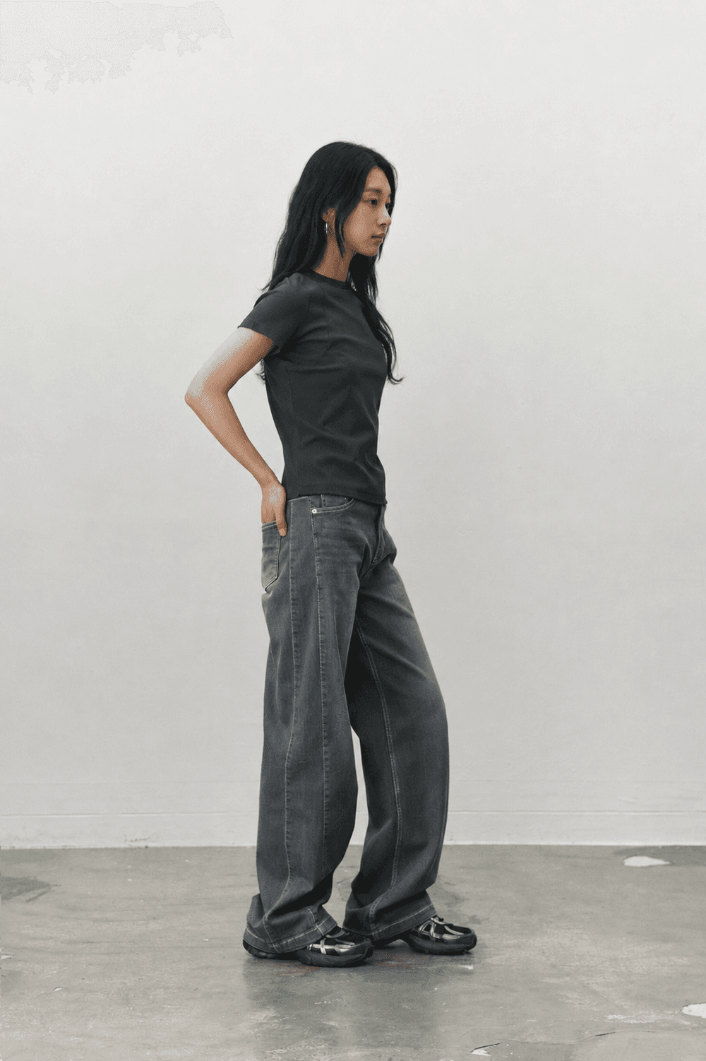 Cover stitch T shirt - Dark gray — vue 7