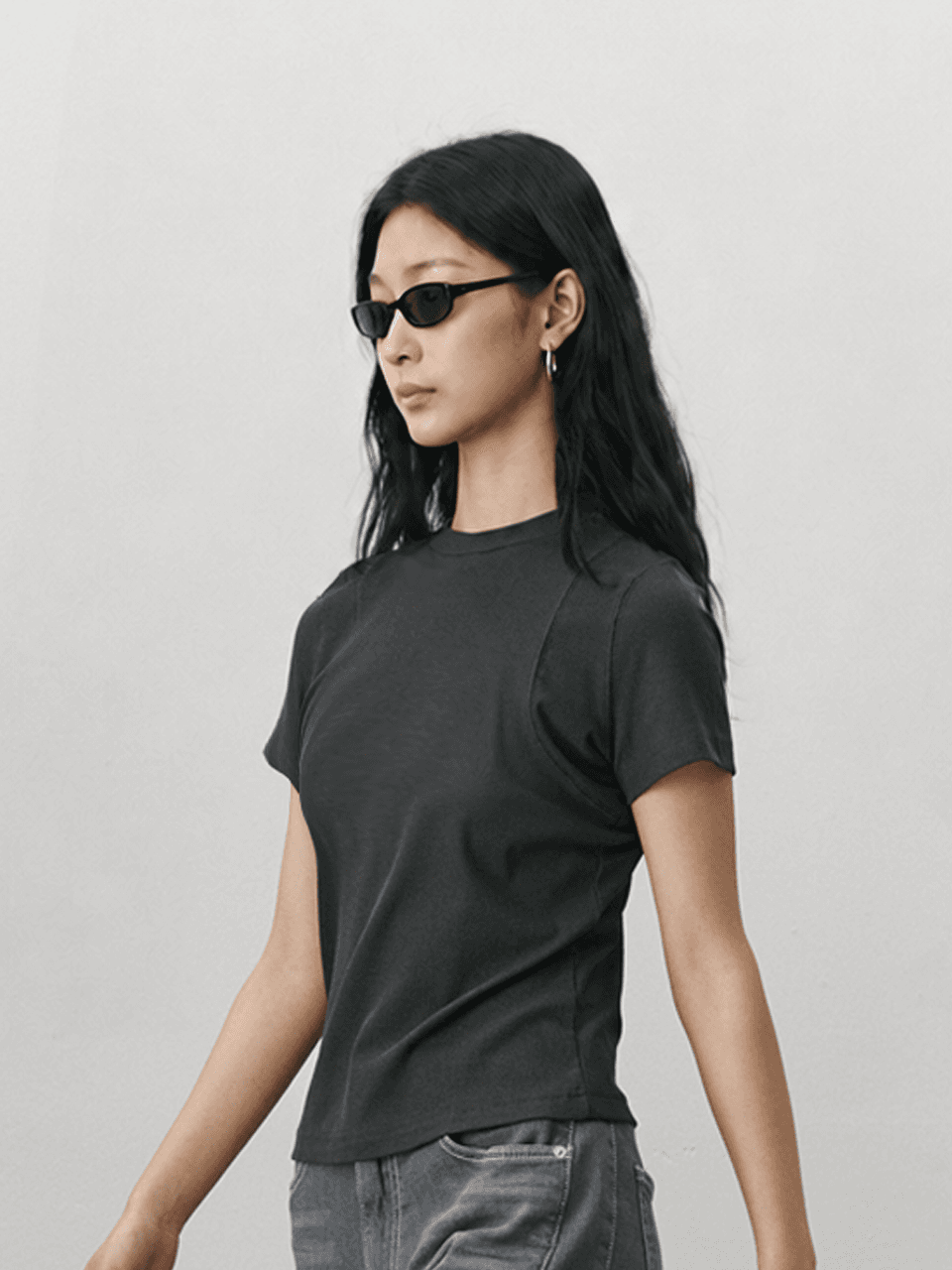 Cover stitch T shirt - Dark gray — vue 1