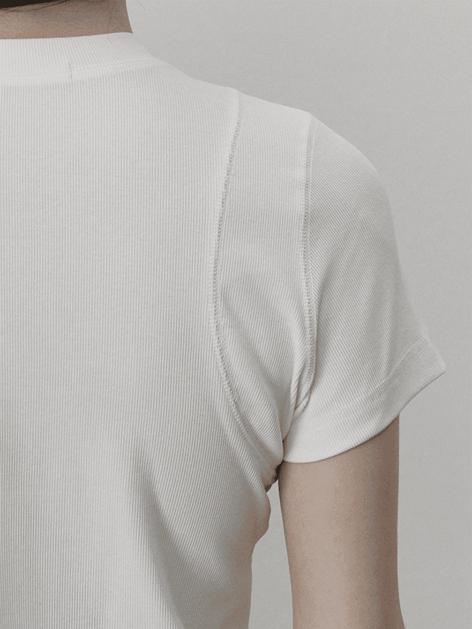 Cover stitch T shirt - Cream — vue 2
