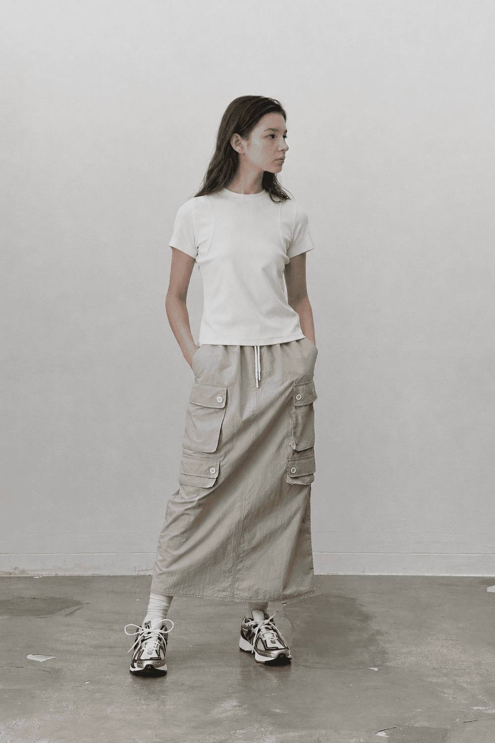 Cover stitch T shirt - Cream — vue 6