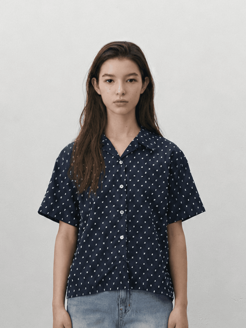 Dot opencollar shirts - Blue