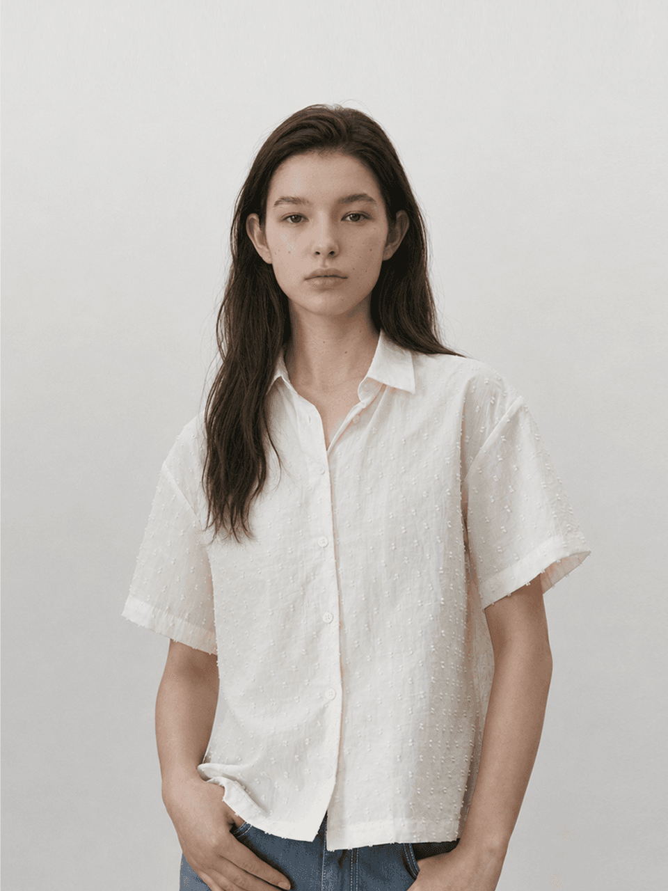 Dot opencollar shirts - Ivory