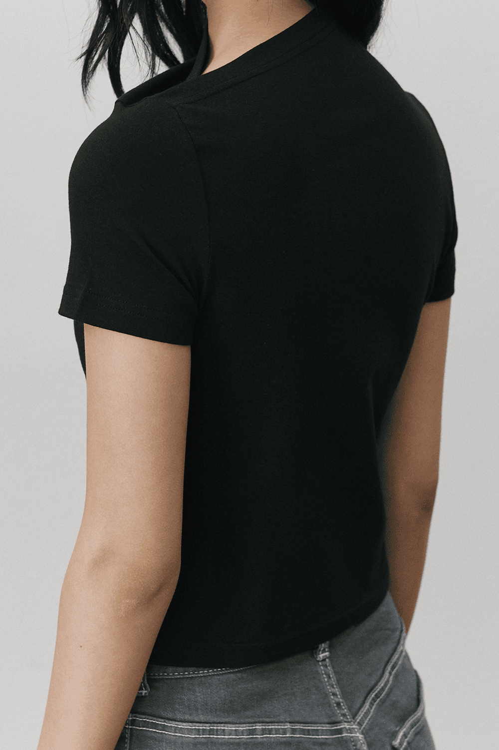 Shirring stretch T shirt - Black — vue 8