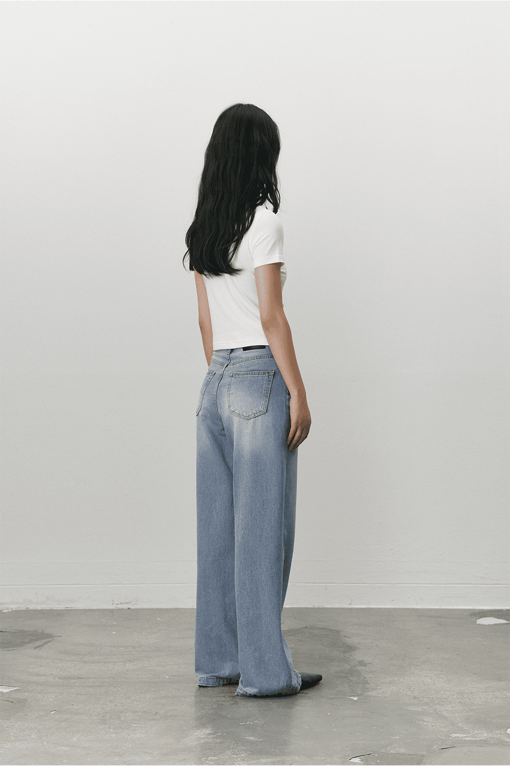 Shirring stretch T shirt - White — vue 6