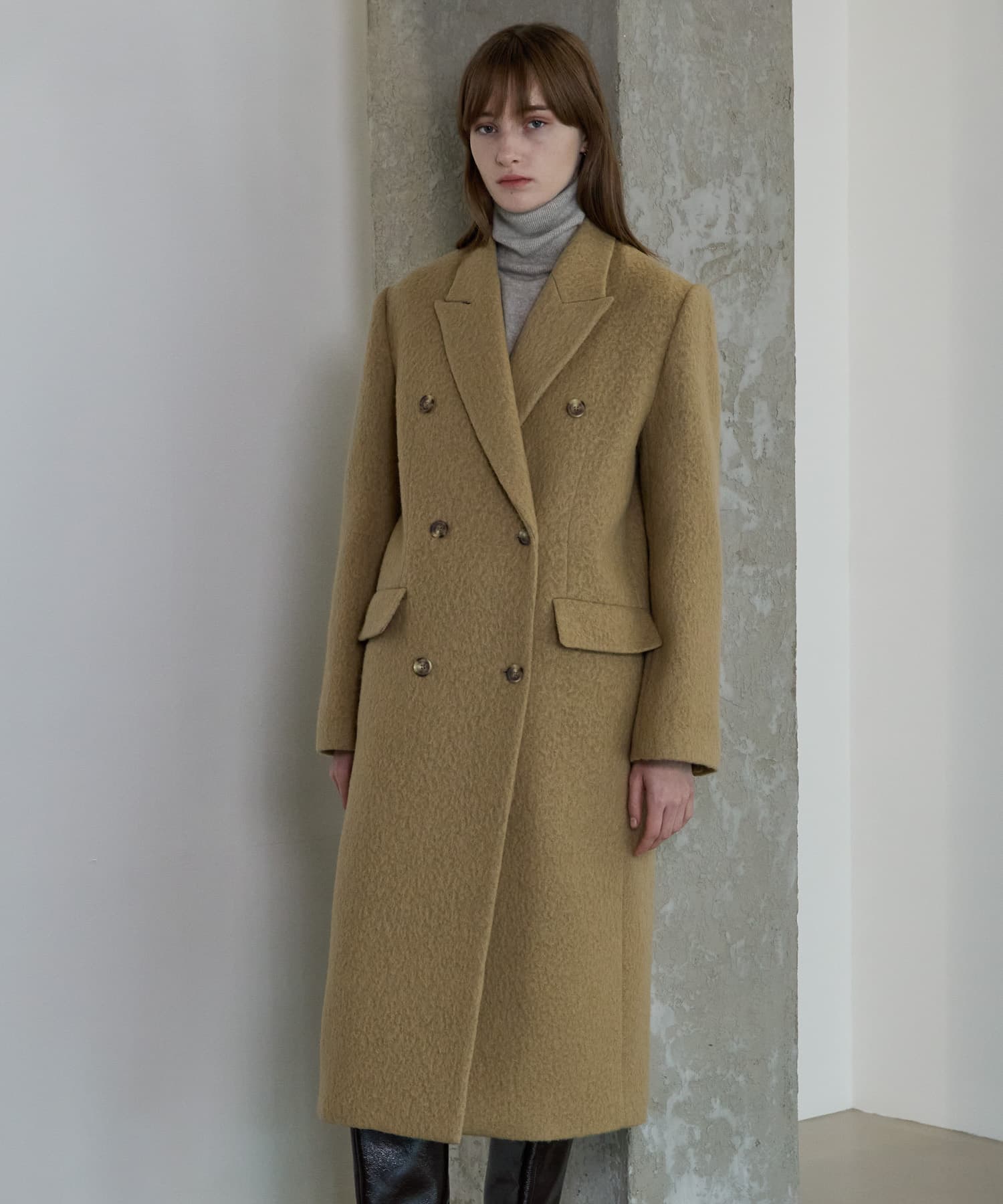 [renewal] Hairy wool double coat - Camel — vue 2