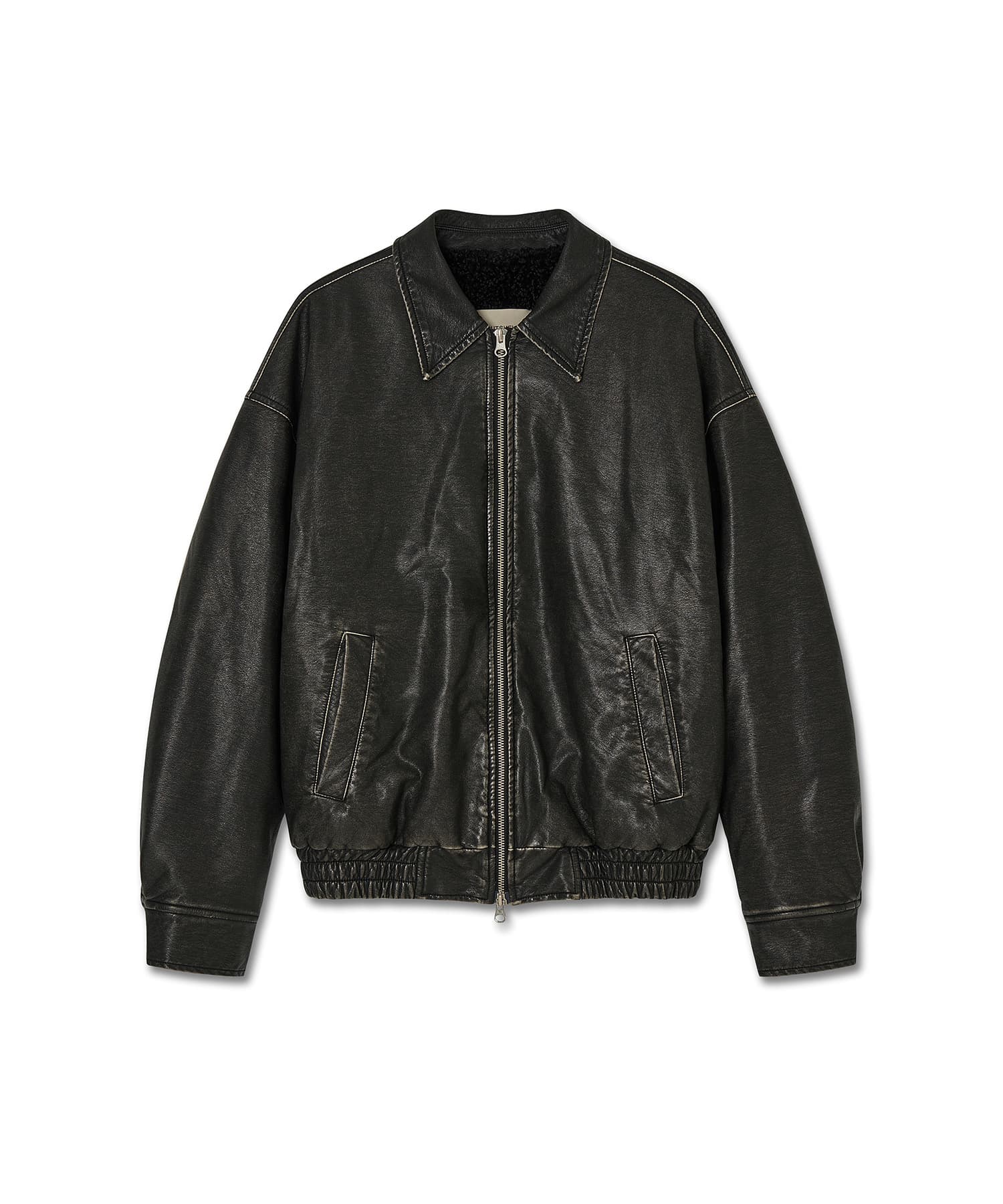 Fur lining faux leather jumper - Black — vue 2