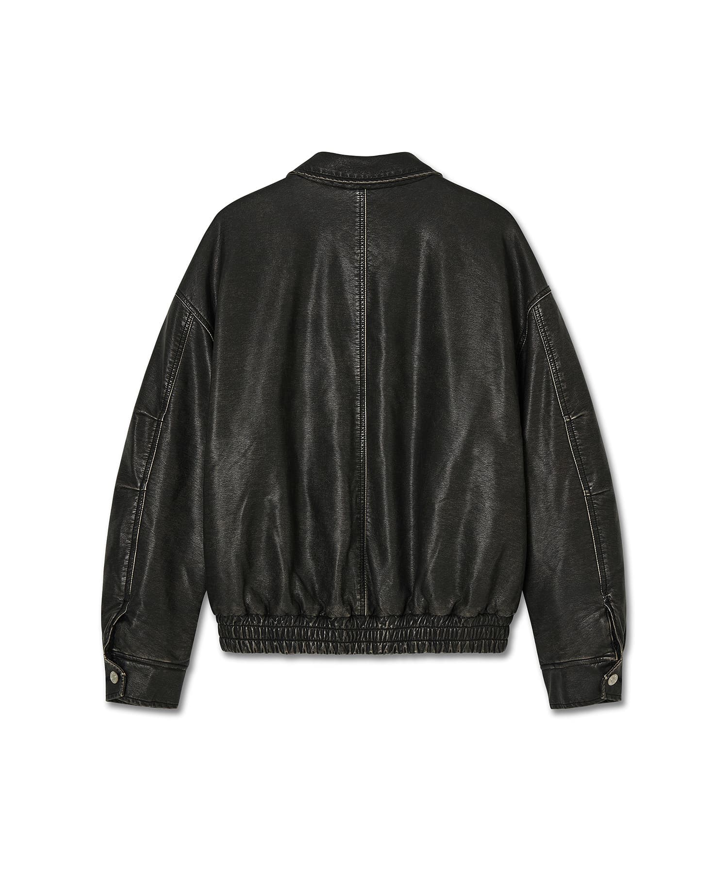 Fur lining faux leather jumper - Black — vue 3